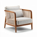 Fauteuil en bois avec coussins en tissu gris de dimensions 80 x 80 x 75cm