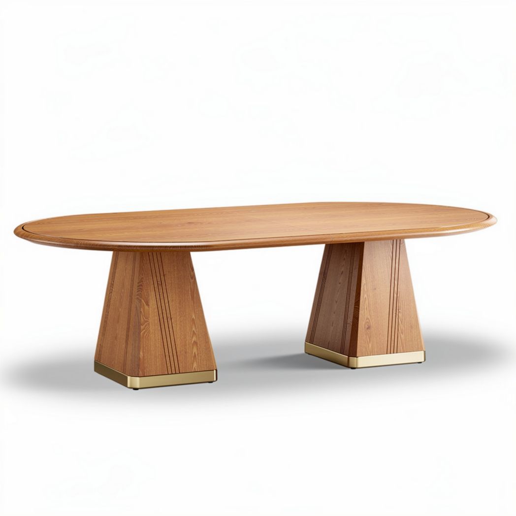 Table ovale en bois avec pieds en laiton dimensions 200 x 100 x 75cm
