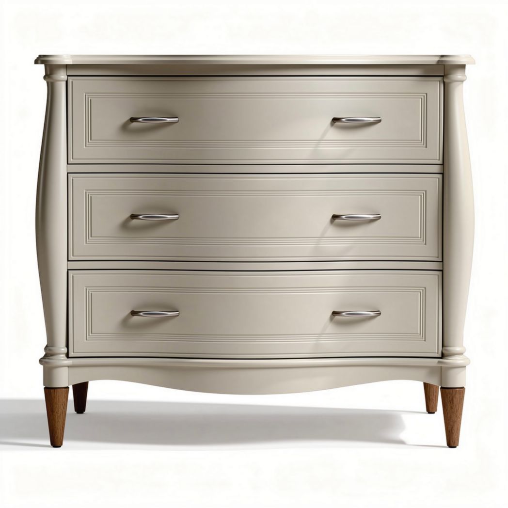 Meuble de rangement moderne en bois beige avec trois tiroirs dimensions 80 x 45 x 80cm