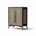 Buffet en bois de chêne avec portes en verre 90 x 45 x 100cm brun et beige