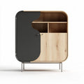 Meuble de rangement en bois clair et métal noir dimensions 80 x 40 x 120cm