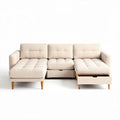 Canapé d'angle en tissu beige avec rangement dimensions 200 x 150 x 90cm