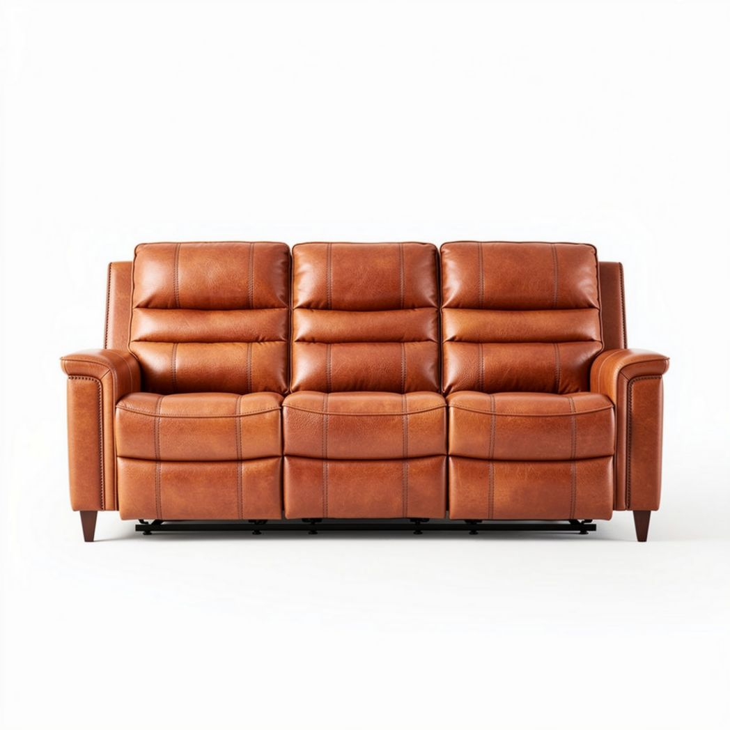 Canapé en cuir marron avec fonction reclinable dimensions 200 x 90 x 90 cm